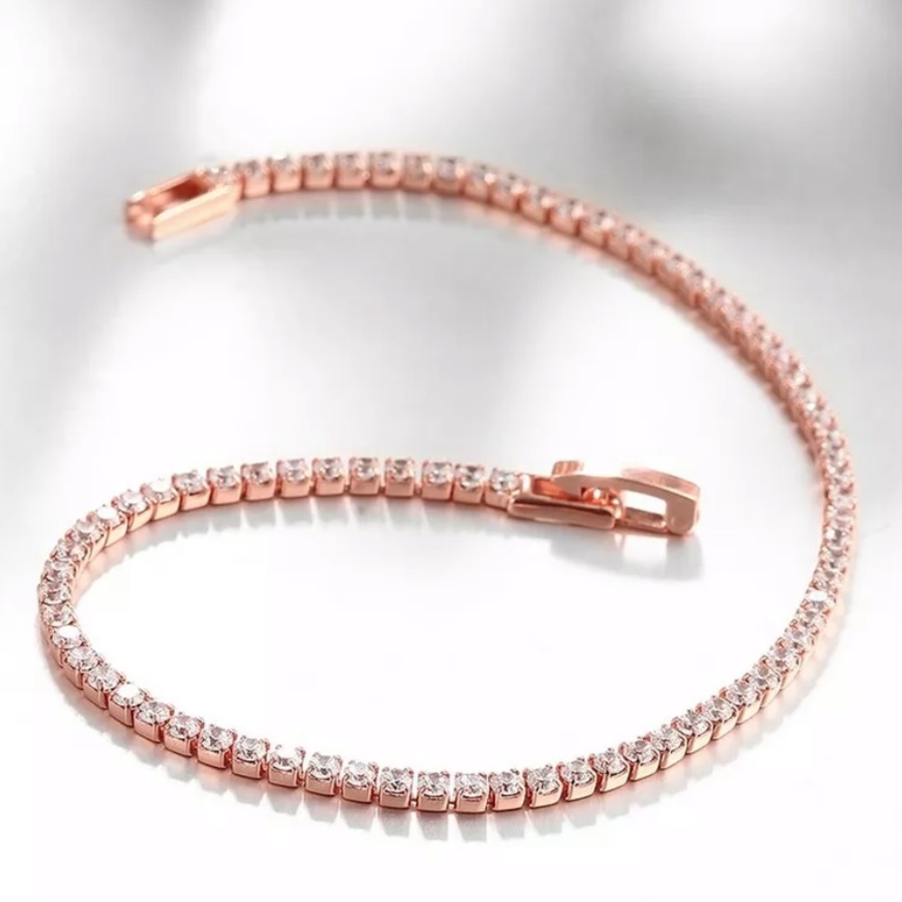 18 karat rose gold plated tennis bracelet - Picture 5 of 5